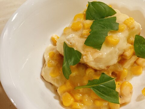 豆腐ステーキのチーズコーン乗せ